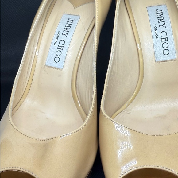 Jimmy Choo Tan Peep Toe Heels - Picture 1 of 16